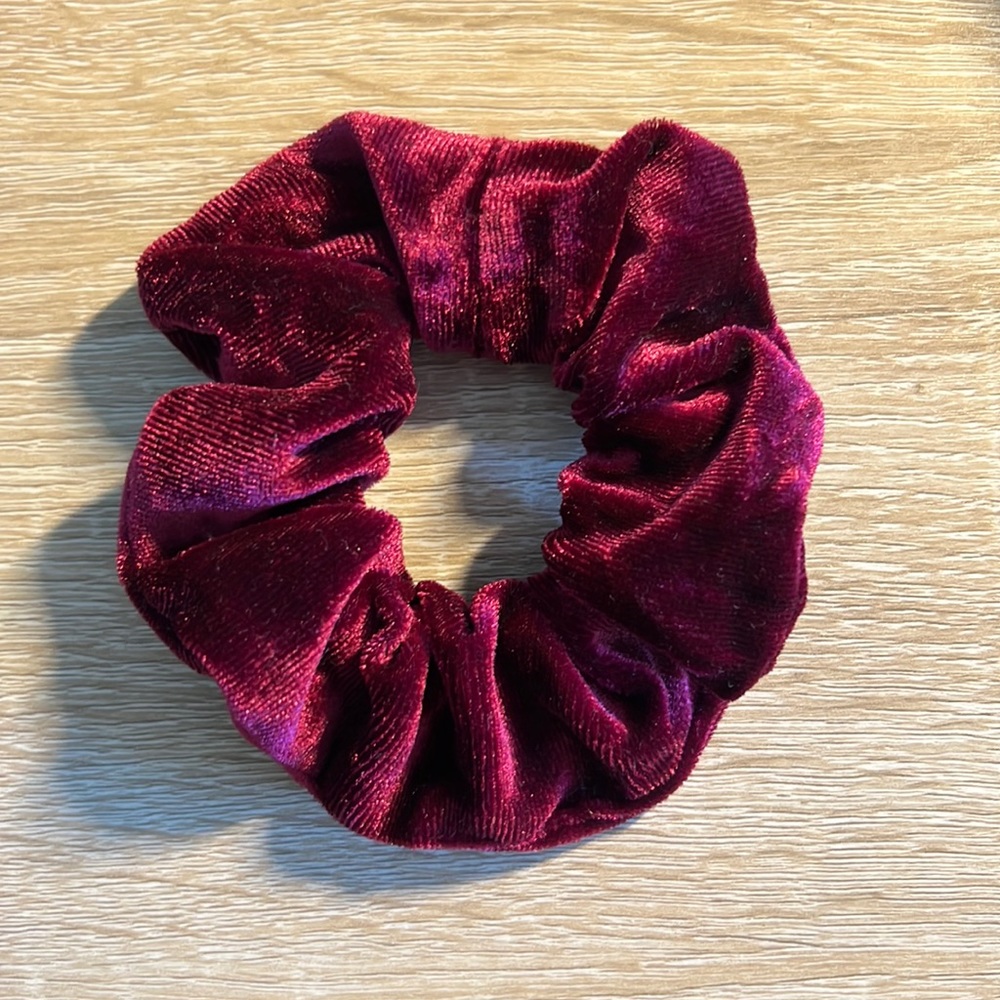 Wine colored velvet scrunchie